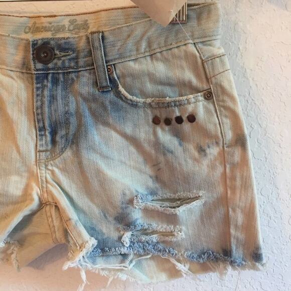 Vintage 2 Long Hipster Fit American Eagle hand tie dyed denim shorts low rise - Picture 3 of 8